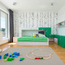 navrh interieru prepojene detske izby zelena od kivvi architects